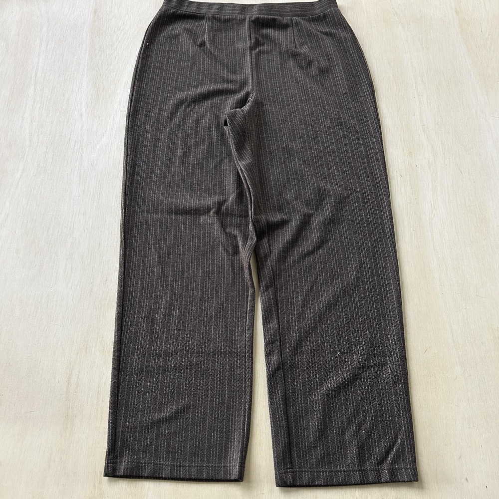 Y2K Brown Knit Herringbone Studio Works Dress Pants Womens Large Stretch Relaxed